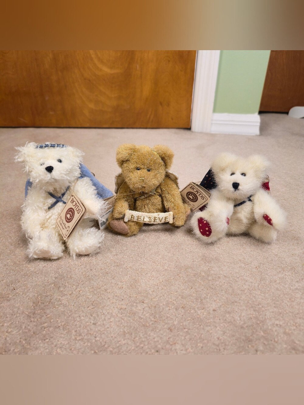 Boyds Bears Miniature Plush Bear Angels Christmas Ornaments w/ Tags-Lot of 3